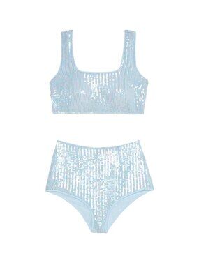 Victoria's Secret Sequin Shimmer Bra Top & High-Waist Short Set in size XS